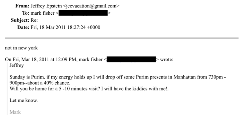 Epstein et Mark Fisher dissertaient sur la supériorité de l'âme juive