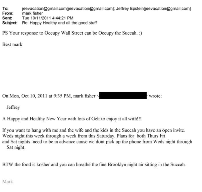 Epstein et Mark Fisher dissertaient sur la supériorité de l'âme juive