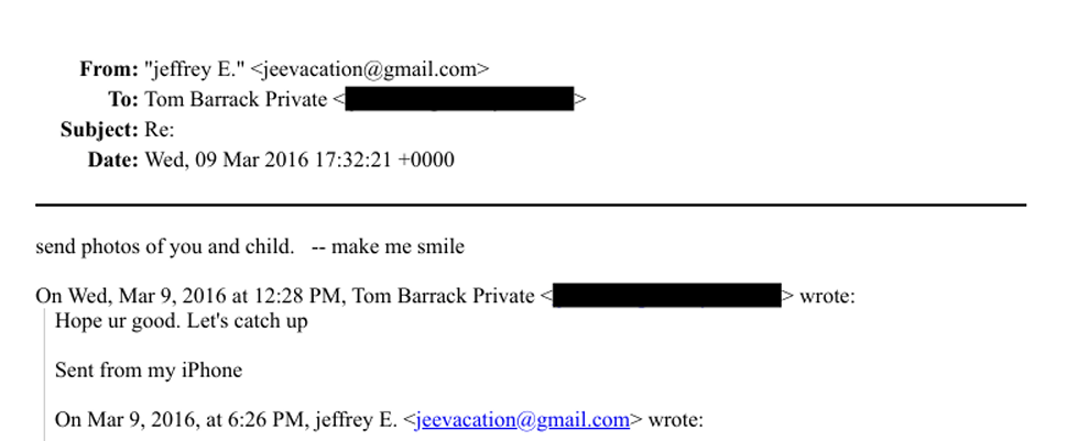 Les liens entre Epstein et Tom Barrack, très proche de Trump