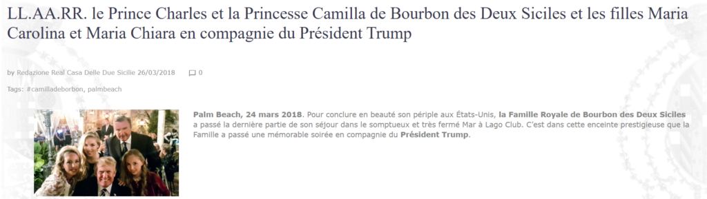 Les Bourbon des Deux-Siciles avec Donald Trump