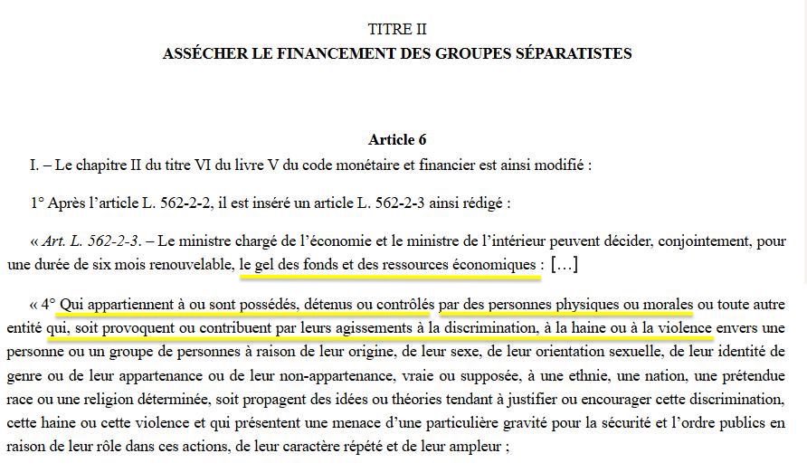 "Assécher le financement des groupes séparatistes"