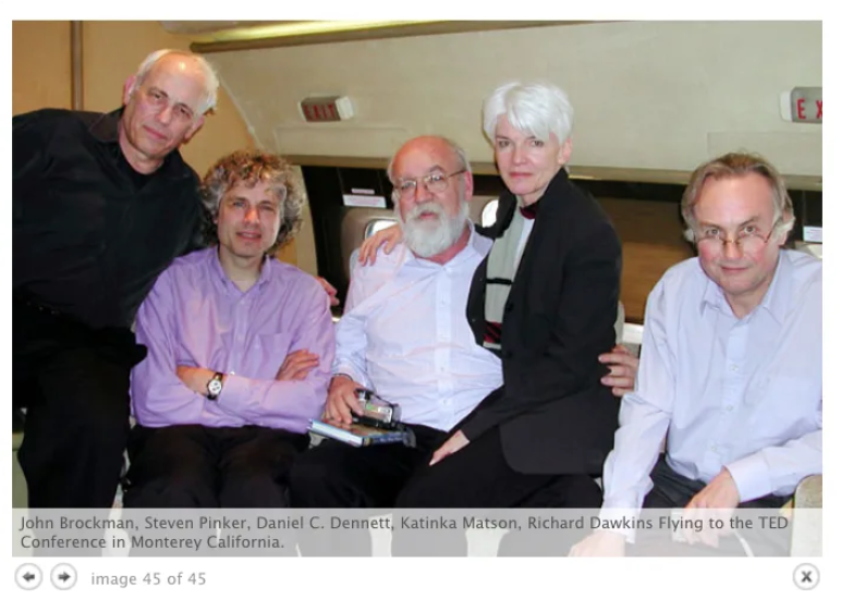 Capture d'écran actuelle du site web de la fondation Edge avec légende modifiée, sans mention du nom de Jeffrey Epstein