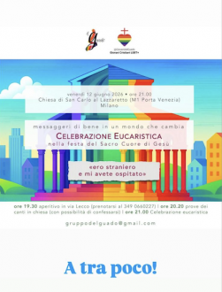 12 juin 2026 - Affiche lgbt annonçant une 'célébration eucharistique' par Mgr Delpini, évêque de Milan