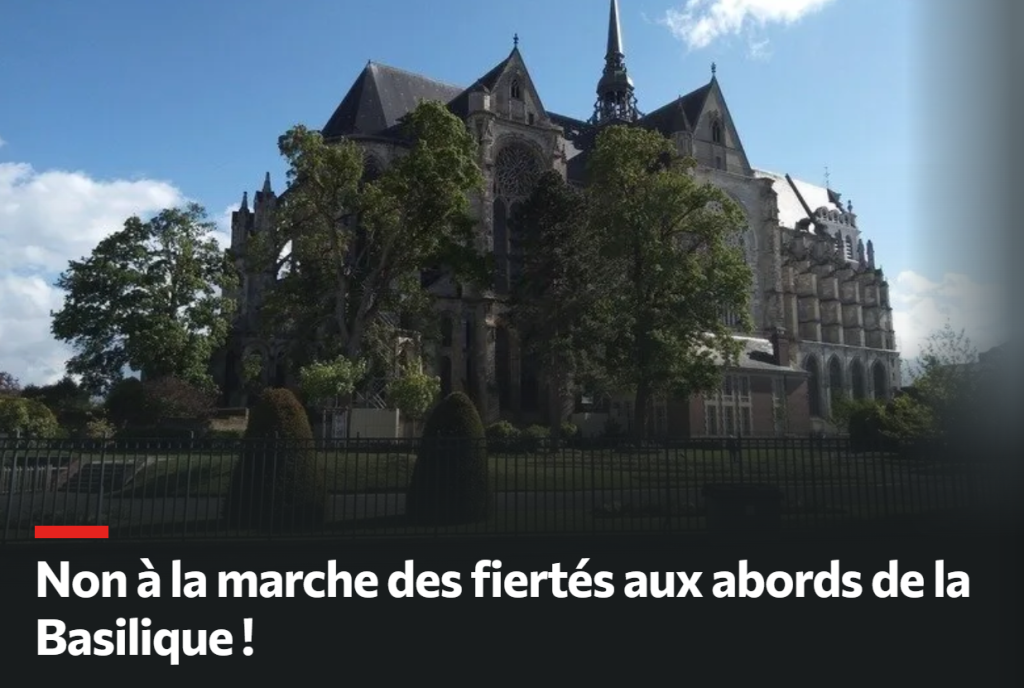 Non à un rassemblement de drag queens devant la Basilique de Saint Quentin