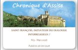 Chronique d’Assise n° 9 : Saint François, Initiateur du dialogue interreligieux ?