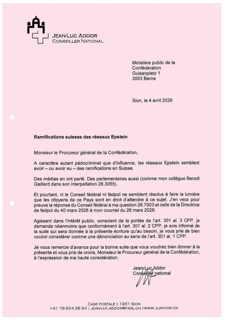 Les ramifications d'Epstein en Suisse