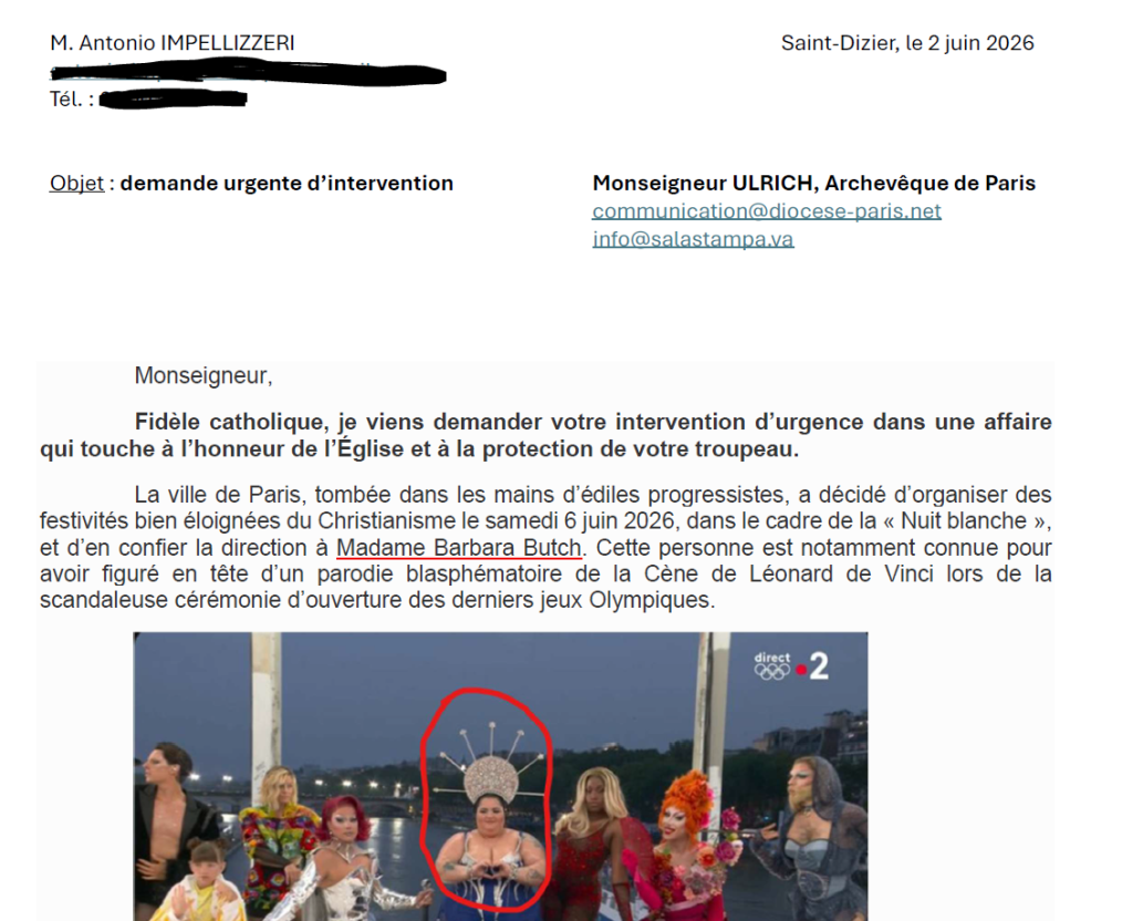 Nuit Blanche dans des églises : Antonio Impellizzeri s'adresse à Mgr Ulrich