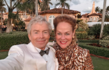 Les millionnaires texans Donald Blaine et Mary Catherine Huffines célèbrent la Saint-Valentin 2025 à Mar-a-Lago, le club privé de Palm Beach, en Floride, appartenant à Donald J. Trump