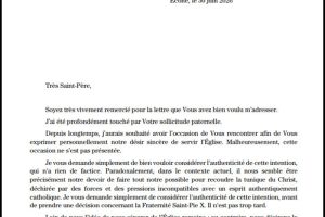 Lettre de Don Davide Pagliarani, Supérieur général de la FSSPX, en réponse à Sa Sainteté le Pape Léon XIV.