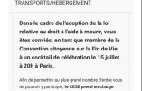 Une réception déjà planifiée pour « fêter » la loi légalisant l’euthanasie