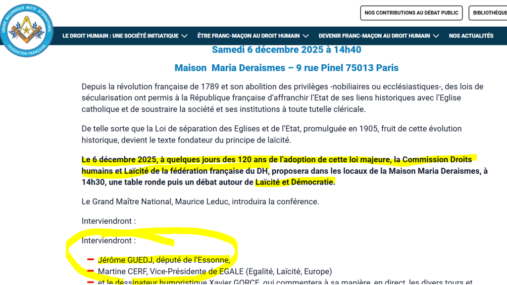 Ces amis de la franc-maçonnerie veulent "sanctionner les atteintes à la laïcité"